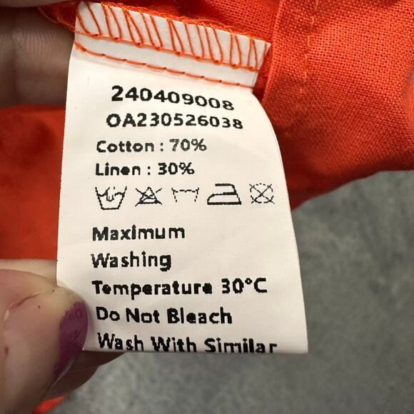 Commense NWOT XL Orange Kimono Linen Blend Open Front Belt Casual Top - Picture 6 of 7